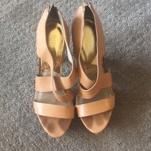 Nude light brown strappy heels by Michael Kors